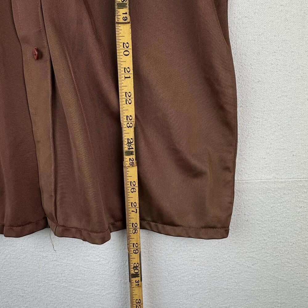 70’s Vintage‎ Bradford Mens Medium Brown Nylon Dagger Collar Shirt - Picture 9 of 9